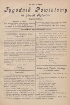 Tygodnik Powiatowy na powiat Rybnicki : organ urzędowy.1928, nr 38 (22 września)