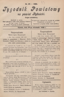 Tygodnik Powiatowy na powiat Rybnicki : organ urzędowy.1928, nr 39 (29 września)