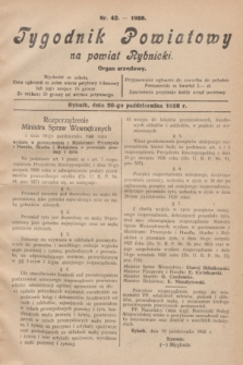 Tygodnik Powiatowy na powiat Rybnicki : organ urzędowy.1928, nr 42 (20 października)