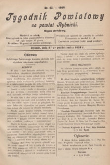 Tygodnik Powiatowy na powiat Rybnicki : organ urzędowy.1928, nr 43 (27 października)
