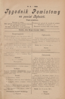 Tygodnik Powiatowy na powiat Rybnicki : organ urzędowy.1929, nr 4 (26 stycznia)