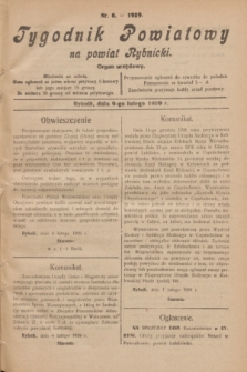 Tygodnik Powiatowy na powiat Rybnicki : organ urzędowy.1929, nr 6 (9 lutego)