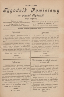 Tygodnik Powiatowy na powiat Rybnicki : organ urzędowy.1929, nr 10 (9 marca)