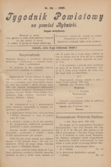 Tygodnik Powiatowy na powiat Rybnicki : organ urzędowy.1929, nr 14 (6 kwietnia)