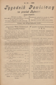 Tygodnik Powiatowy na powiat Rybnicki : organ urzędowy.1929, nr 17 (27 kwietnia)