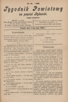 Tygodnik Powiatowy na powiat Rybnicki : organ urzędowy.1929, nr 19 (11 maja)