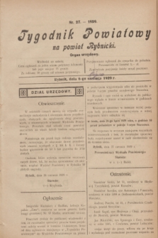 Tygodnik Powiatowy na powiat Rybnicki : organ urzędowy.1929, nr 27 (6 czerwca) + dod.