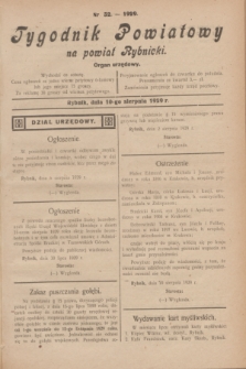 Tygodnik Powiatowy na powiat Rybnicki : organ urzędowy.1929, nr 32 (10 sierpnia)
