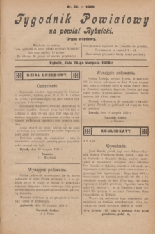 Tygodnik Powiatowy na powiat Rybnicki : organ urzędowy.1929, nr 34 (24 sierpnia)