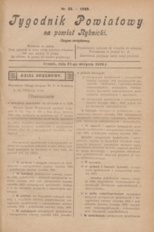 Tygodnik Powiatowy na powiat Rybnicki : organ urzędowy.1929, nr 35 (31 sierpnia)