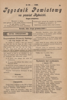 Tygodnik Powiatowy na powiat Rybnicki : organ urzędowy.1929, nr 50 (14 grudnia)