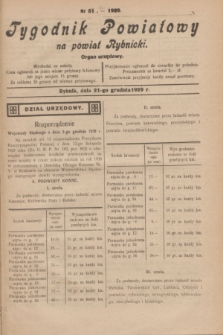 Tygodnik Powiatowy na powiat Rybnicki : organ urzędowy.1929, nr 51 (21 grudnia)