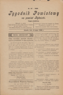 Tygodnik Powiatowy na powiat Rybnicki : organ urzędowy.1930, nr 19 (10 maja)