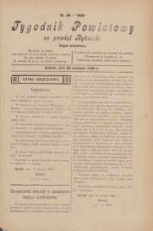 Tygodnik Powiatowy na powiat Rybnicki : organ urzędowy.1930, nr 34 (23 sierpnia)