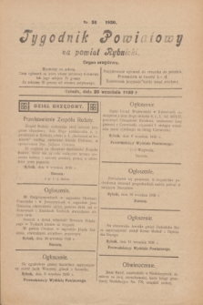 Tygodnik Powiatowy na powiat Rybnicki : organ urzędowy.1930, nr 38 (20 września)