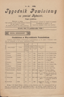Tygodnik Powiatowy na powiat Rybnicki : organ urzędowy.1930, nr 41 (11 października)