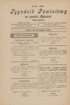 Tygodnik Powiatowy na powiat Rybnicki : organ urzędowy.1930, nr 48 (29 listopada)