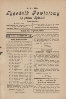 Tygodnik Powiatowy na powiat Rybnicki : organ urzędowy.1930, nr 52 (27 grudnia)