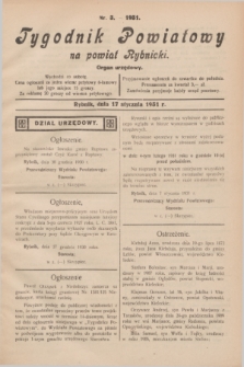 Tygodnik Powiatowy na powiat Rybnicki : organ urzędowy.1931, nr 3 (17 stycznia)