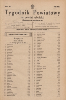 Tygodnik Powiatowy na powiat rybnicki : organ urzędowy.1932, nr 4 (30 stycznia)