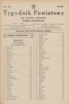 Tygodnik Powiatowy na powiat rybnicki : organ urzędowy.1932, nr 16 (23 kwietnia)
