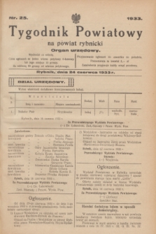 Tygodnik Powiatowy na powiat rybnicki : organ urzędowy.1933, nr 25 (24 czerwca)