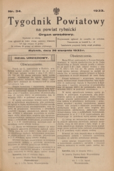 Tygodnik Powiatowy na powiat rybnicki : organ urzędowy.1933, nr 34 (26 sierpnia)