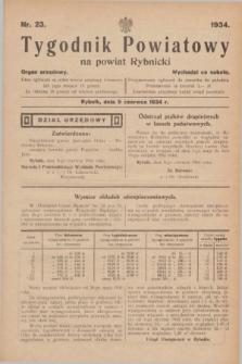 Tygodnik Powiatowy na powiat Rybnicki : organ urzędowy.1934, nr 23 (9 czerwca)