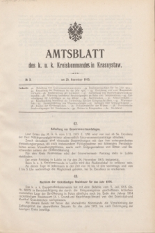 Amtsblatt des k. u. k. Kreiskommandos in Krasnystaw.[Jg.1], № 3 (25 November 1915)