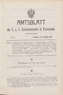 Amtsblatt des K. u. K. Kreiskommandos in Krasnostaw.[Jg.1], № 4 (15 Dezember 1915)