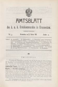 Amtsblatt des k. u. k. Kreiskommandos in Krasnostaw.Jg.2, № 3 (15 Februar 1916)