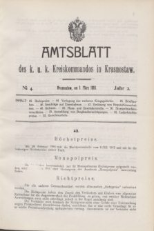 Amtsblatt des k. u. k. Kreiskommandos in Krasnostaw.Jg.2, № 4 (1 März 1916)