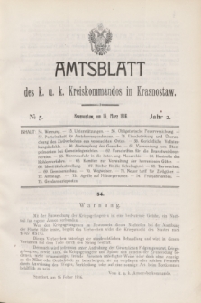 Amtsblatt des k. u. k. Kreiskommandos in Krasnostaw.Jg.2, № 5 (15 März 1916)
