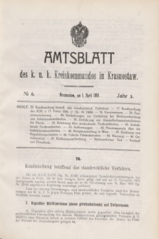 Amtsblatt des k. u. k. Kreiskommandos in Krasnostaw.Jg.2, № 6 (1 April 1916)