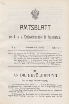 Amtsblatt des k. u. k. Kreiskommandos in Krasnostaw.Jg.2, № 9 (15 Mai 1916)