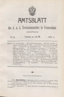 Amtsblatt des k. u. k. Kreiskommandos in Krasnostaw.Jg.2, № 12 (1 Juli 1916)