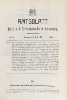 Amtsblatt des K. u. K. Kreiskommandos in Krasnostaw.Jg.2, № 18 (1 Oktober 1916)