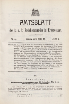 Amtsblatt des k. u. k. Kreiskommandos in Krasnostaw.Jg.2, № 19 (15 Oktober 1916)