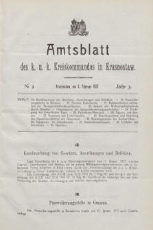 Amtsblatt des K. u. K. Kreiskommandos in Krasnostaw.Jg.3, № 2 (5 Februar 1917)
