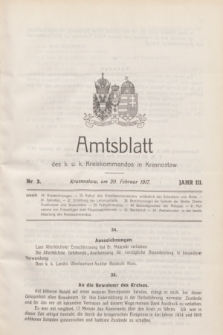Amtsblatt des k. u. k. Kreiskommandos in Krasnostaw.Jg.3, Nr. 3 (20 Februar 1917)