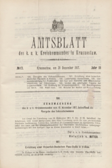 Amtsblatt des k. u. k. Kreiskommandos in Krasnostaw.Jg.3, № 13 (20 Dezember 1917)