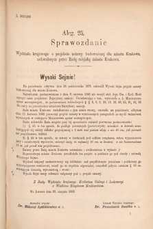 [Kadencja IV, sesja V, al. 25] Alegata do Sprawozdań Stenograficznych z Piątej Sesyi Czwartego Peryodu Sejmu Krajowego Królestwa Galicyi i Lodomeryi wraz z Wielkiem Księstwem Krakowskiem z roku 1882. Alegat 25