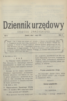 Dziennik urzędowy Obwodu Zamoyskiego.R.2, № 6 (1 maja 1916)