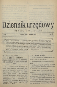 Dziennik urzędowy Obwodu Zamoyskiego.R.2, № 8 (1 czerwca 1916)