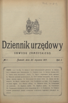 Dziennik urzędowy Obwodu Zamoyskiego.R.3, № 1 (20 stycznia 1917)