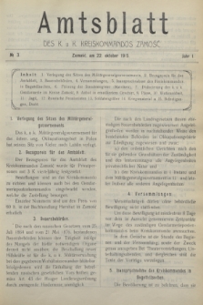 Amtsblatt des K. u. K. Kreiskommandos Zamość.J.1, № 3 (22 Oktober 1915)