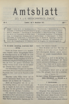 Amtsblatt des K. u. K. Kreiskommandos Zamość.J.1, № 4 (4 November 1915)