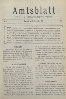 Amtsblatt des K. u. K. Kreiskommandos Zamość.J.1, № 6 (10 December 1915)