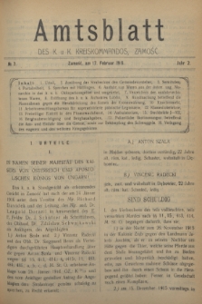 Amtsblatt des K. u. K. Kreiskommandos Zamość.J.2, № 2 (17 Februar 1916)