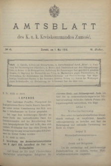 Amtsblatt des K. u. k. Kreiskommandos Zamość.J.2, № 6 (1 Mai 1916)